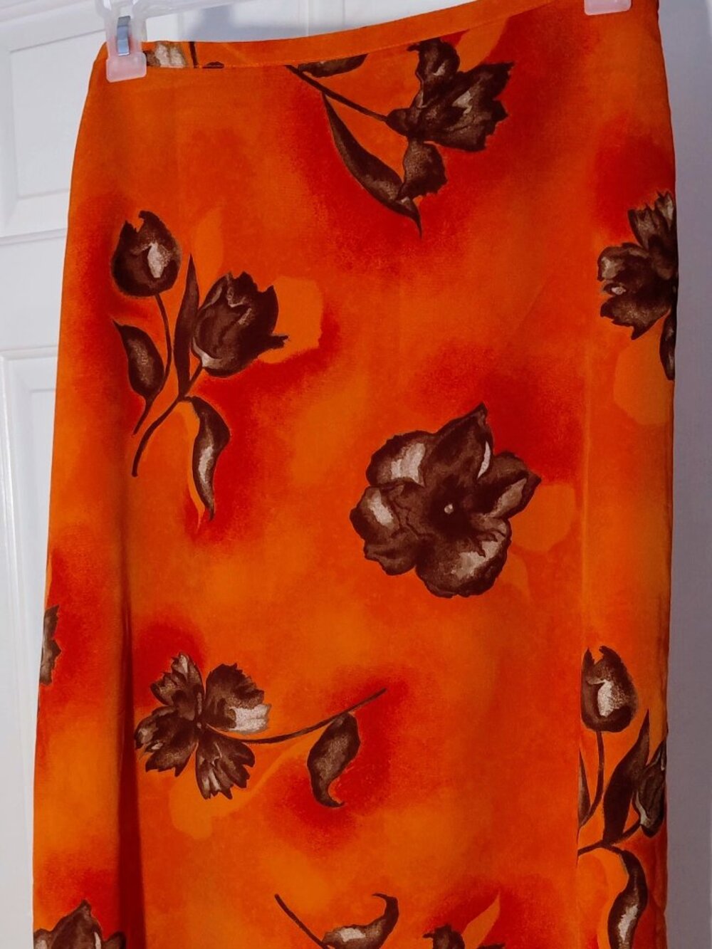 Floral Watercolor Midi Skirt.  Large.  Made in USA.  100% Polyester.